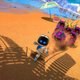 Astro runs down a beach away from purple enemies in Astro's Playroom on PS5.
